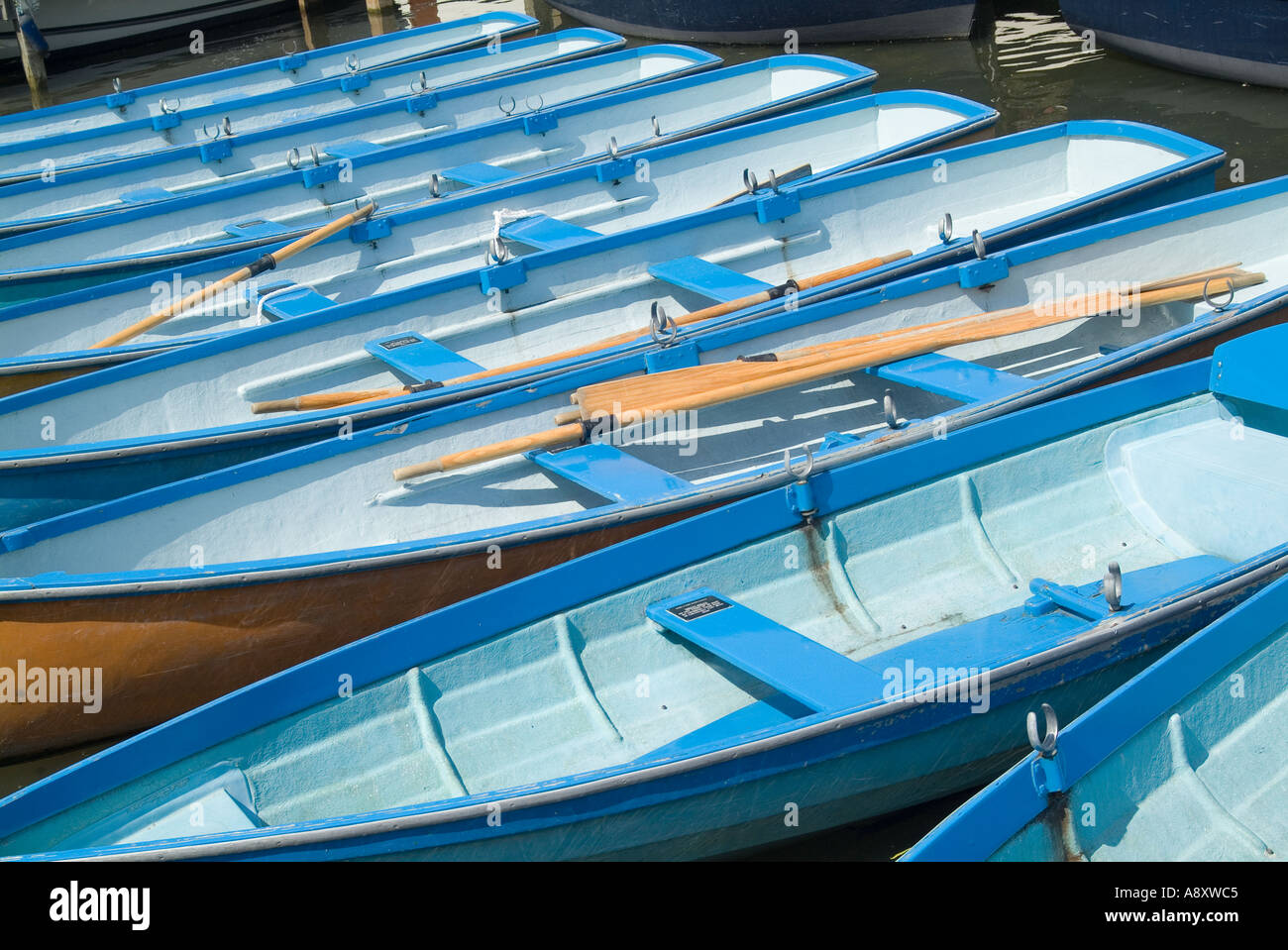 Close up photograph of a rowing boat on the Thames, Henley on Thames, England Stock Photo