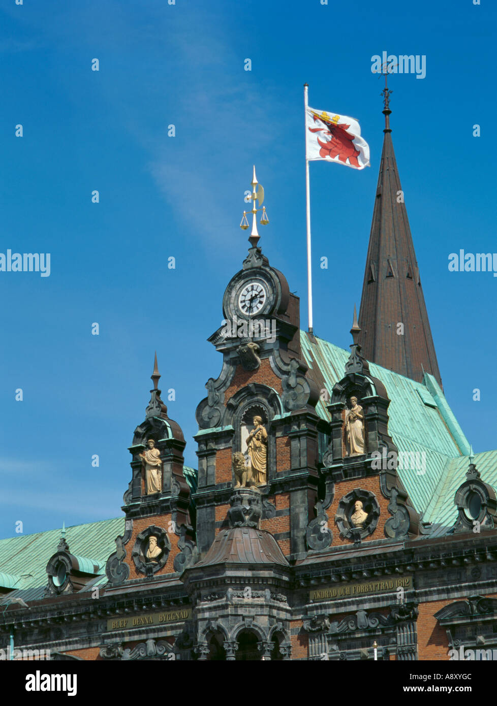 Architectural detail of the Rådhus (Town Hall), Stortorget (Big Market ...