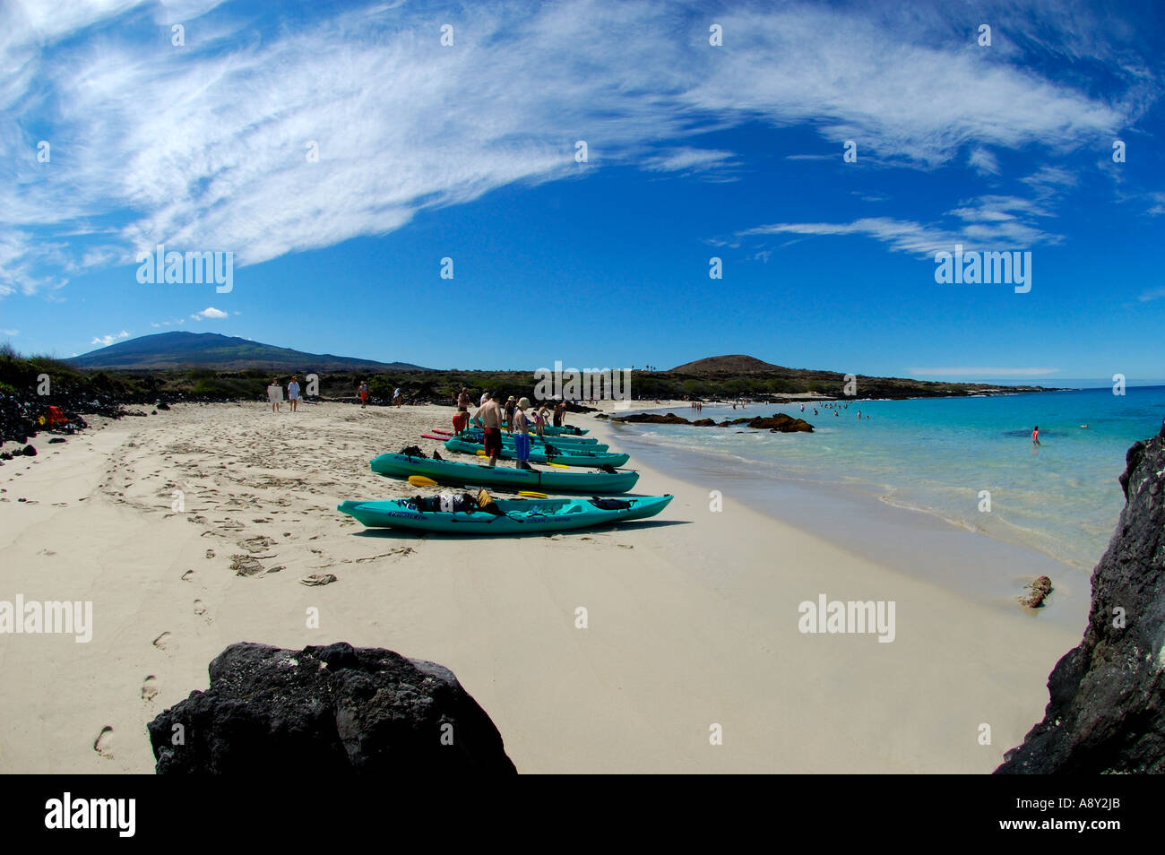 Kayaks Kua Bay Kekaha State Park Kailua Kona Hawaii Stock Photo Alamy