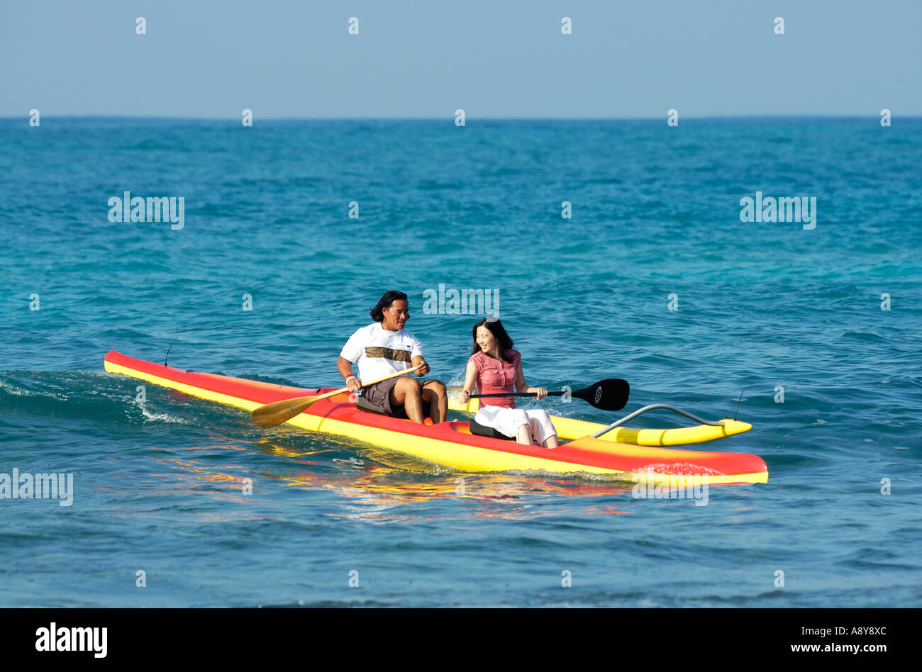 Outrigger canoe Kukio Bay Kailua Kona Hawaii Stock Photo Alamy