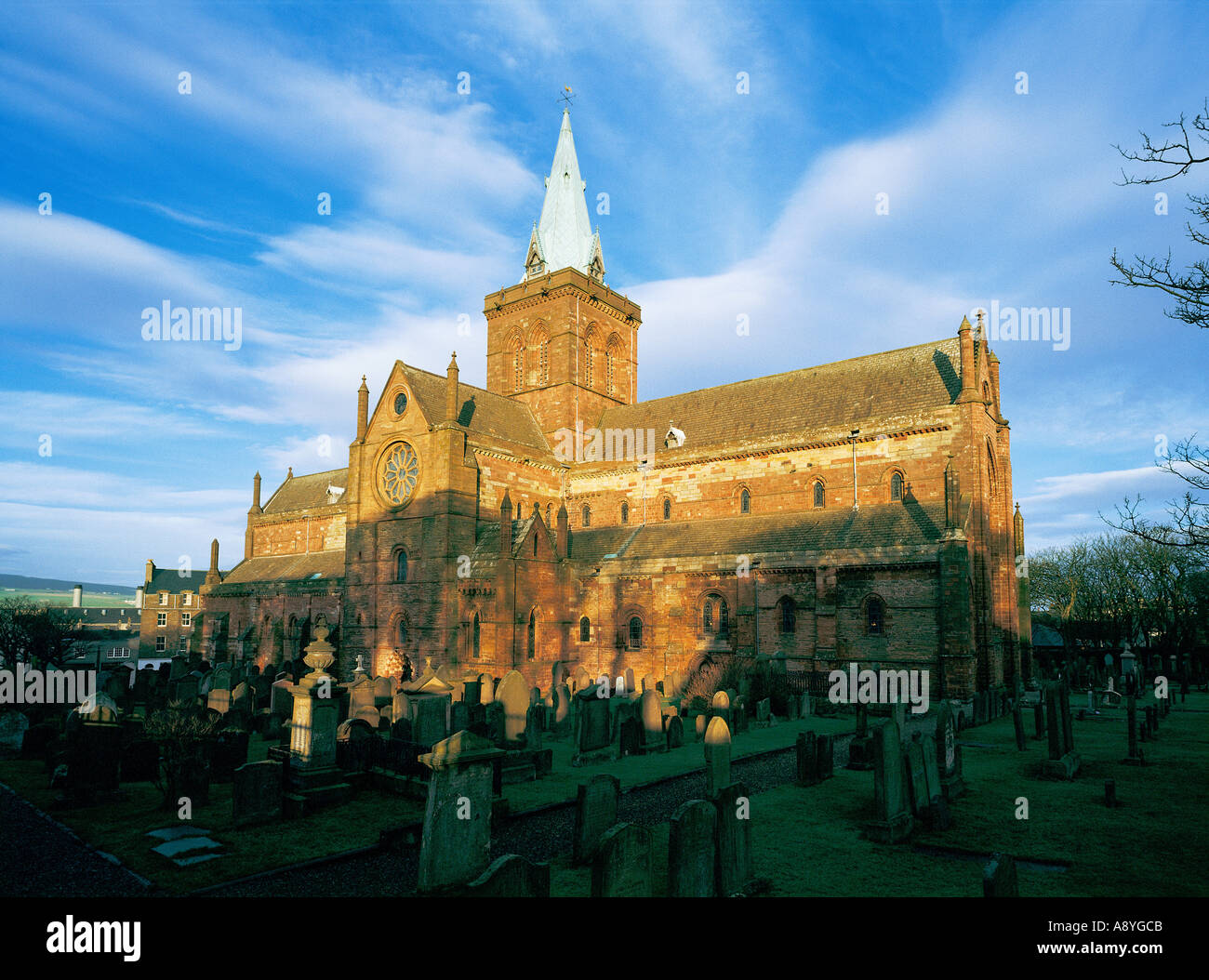 The Cathedral of St. Magnus in the Orkney Island capital of Kirkwall dates from 1137. Mainland, Orkney, Scotland Stock Photo