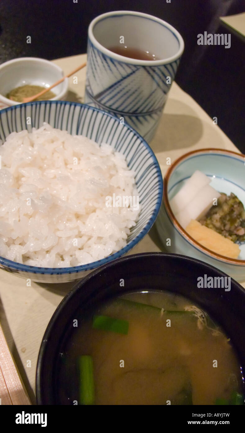Japanese miso soup with boiled rice and pickles Stock Photo Alamy
