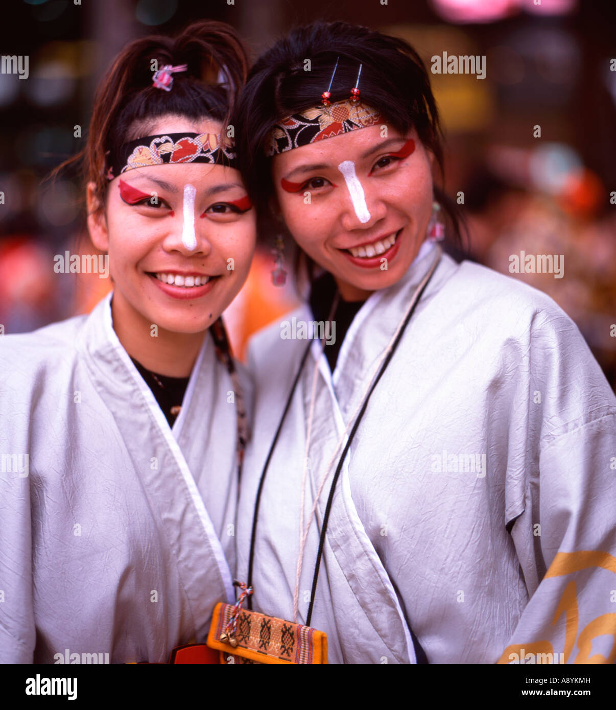 Young women taking part in Yosakoi Festival in Nagasaki Stock Photo