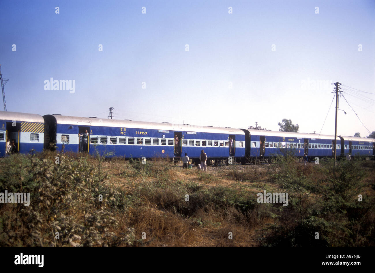 Passenger train between Jhansi and Agra Uttar Pradesh India Stock Photo