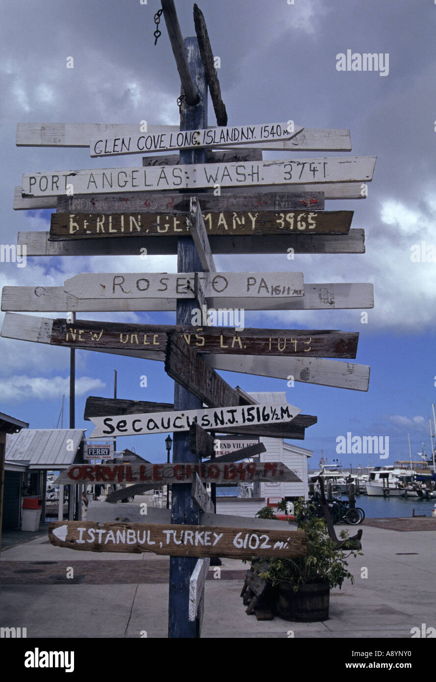directions signs Key West Florida USA Stock Photo Alamy