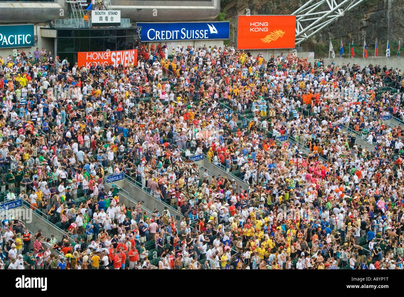Infamous South Stands Hong Kong Rugby Sevens 2007 Stock Photo
