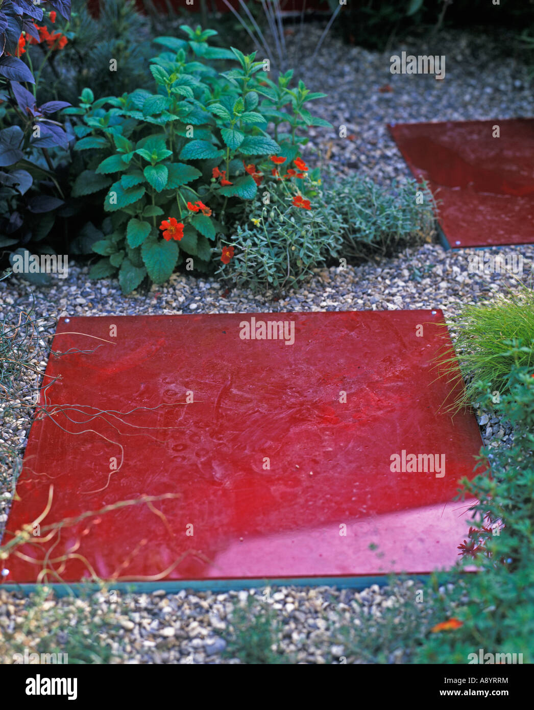 GARDEN GROUND COVER USING MODERN MATERIALS Stock Photo Alamy