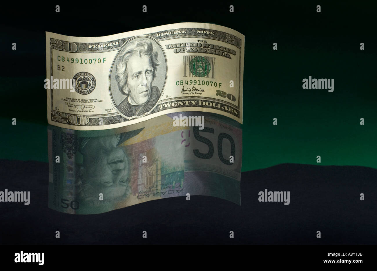 American Canadian currency exchange Stock Photo Alamy