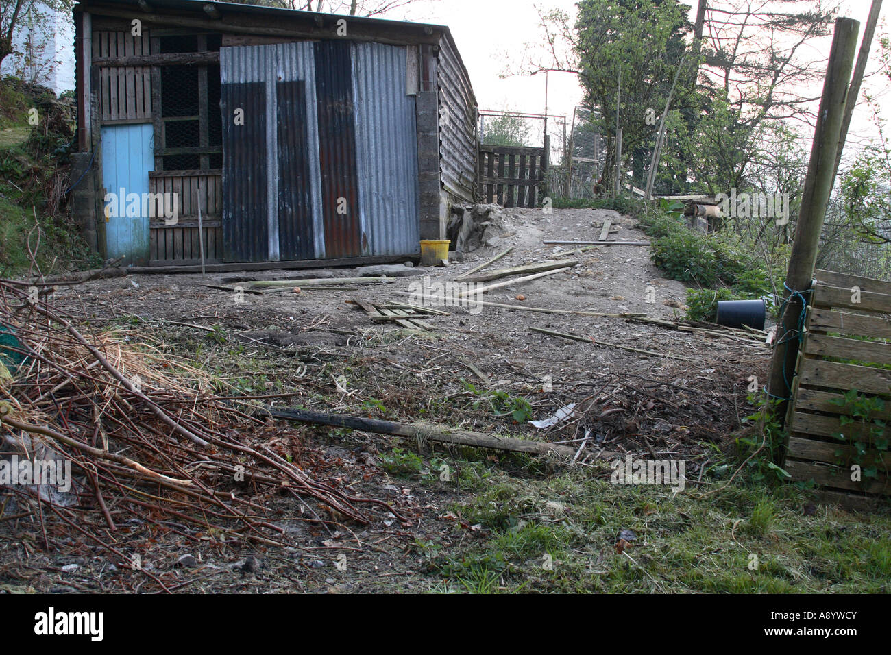 VEG PLOT AND POLY TUNNEL SITE BEFORE DEVELOPMENT Stock Photo