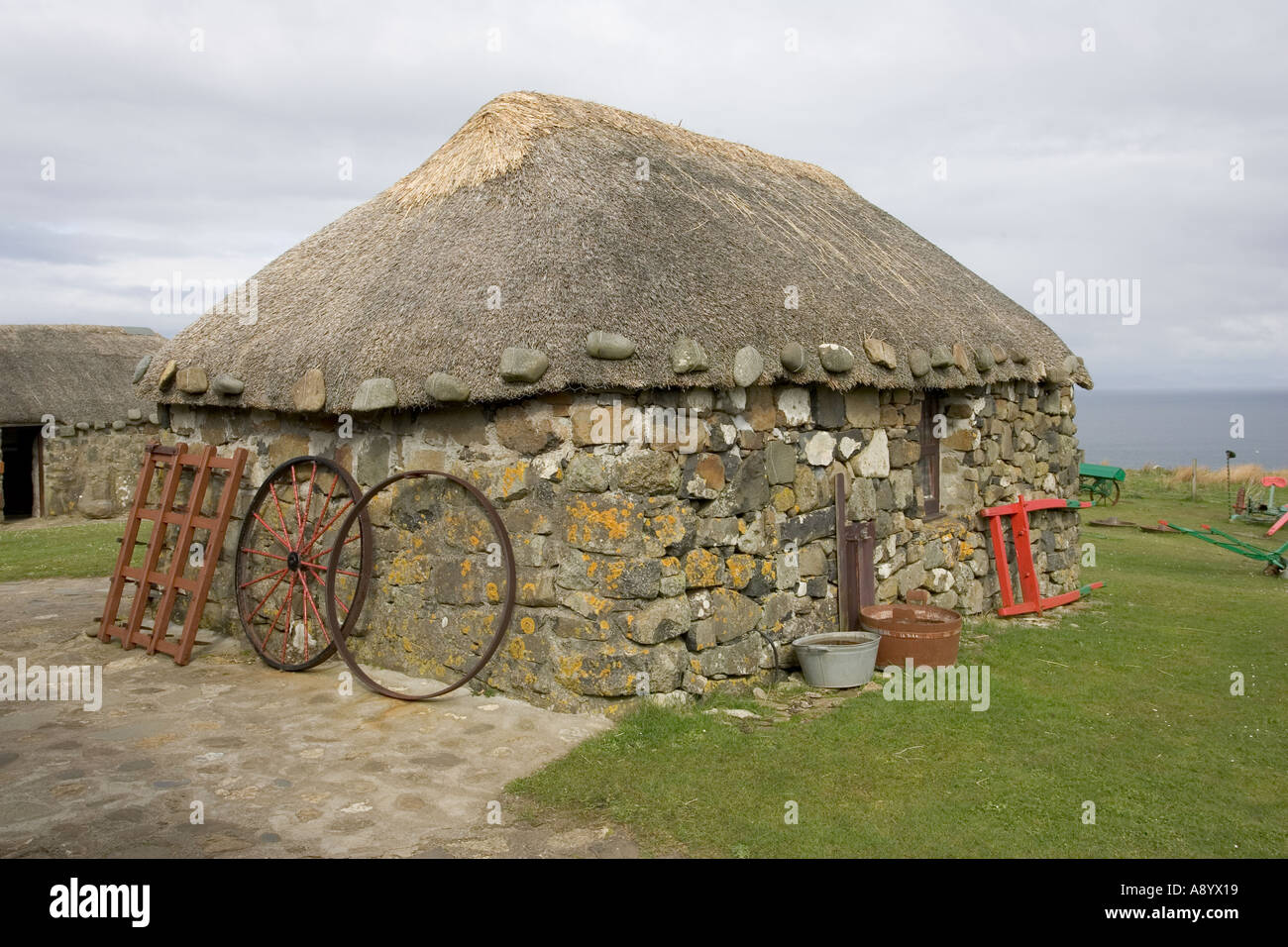 Old crofters cottage Museum of Island life Isle of Skye Scotland Stock Photo