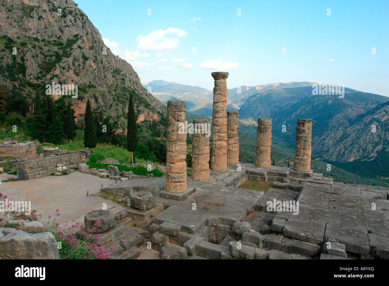Ruins of the Temple of Apollo Delphi Greece Stock Photo - Alamy