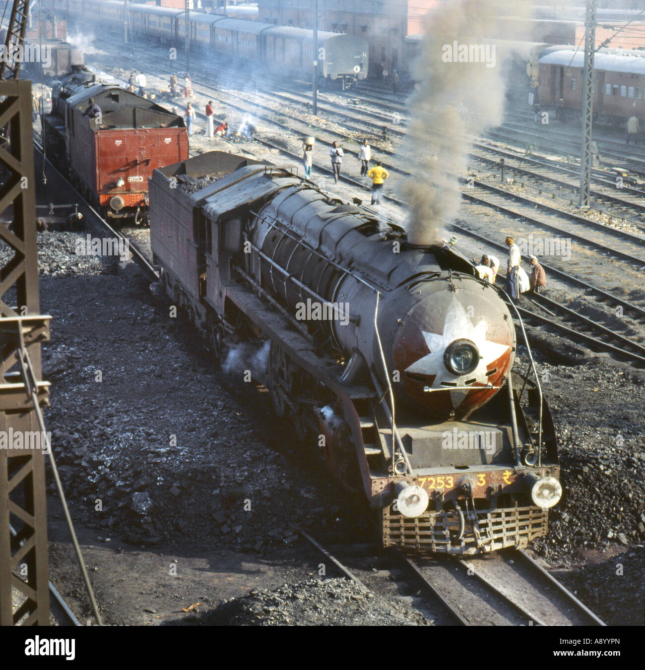old steam train at Delhi railway station India 1982 Stock Photo Alamy