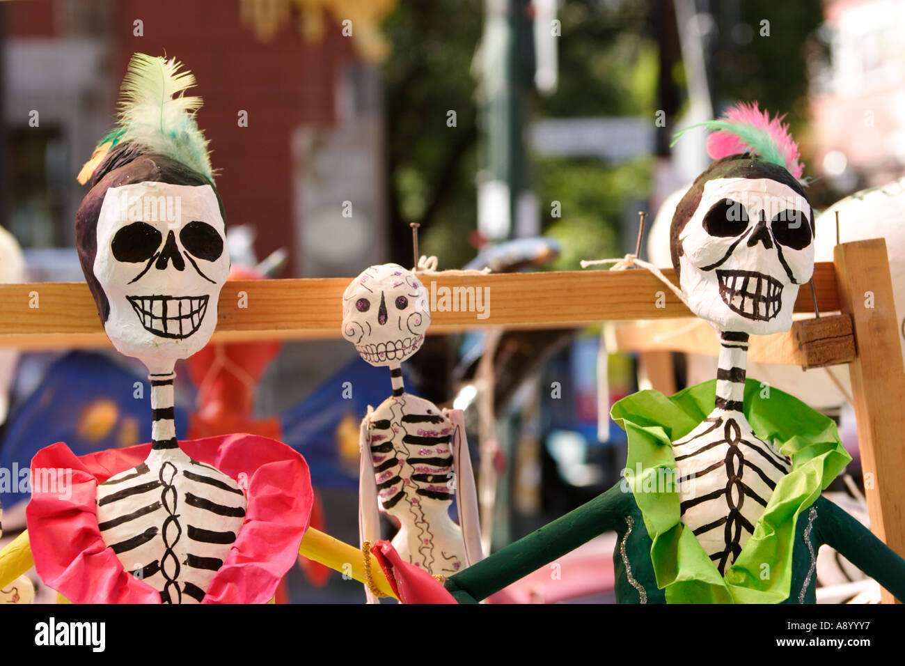 Paper mache Katrina skeletons for sale for Day of the Dead at weekend ...