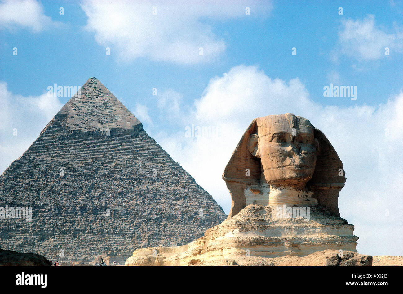 The Sphinx and the Chephren Pyramid Giza near Cairo Egypt Stock Photo ...