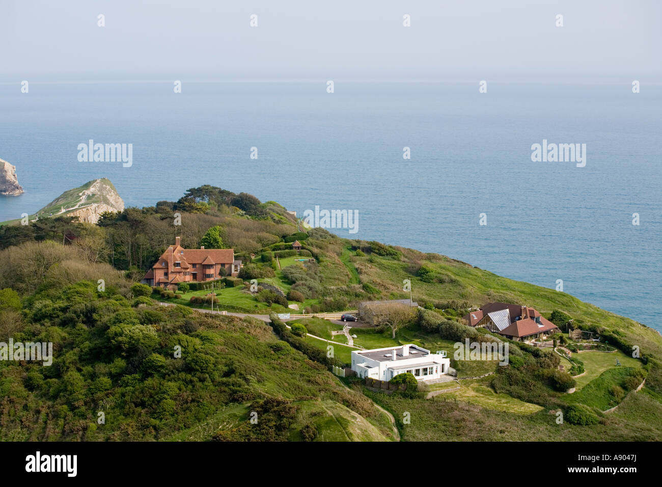 Exclusive houses between Lulworth Cove and Durdle Door Dorset Stock