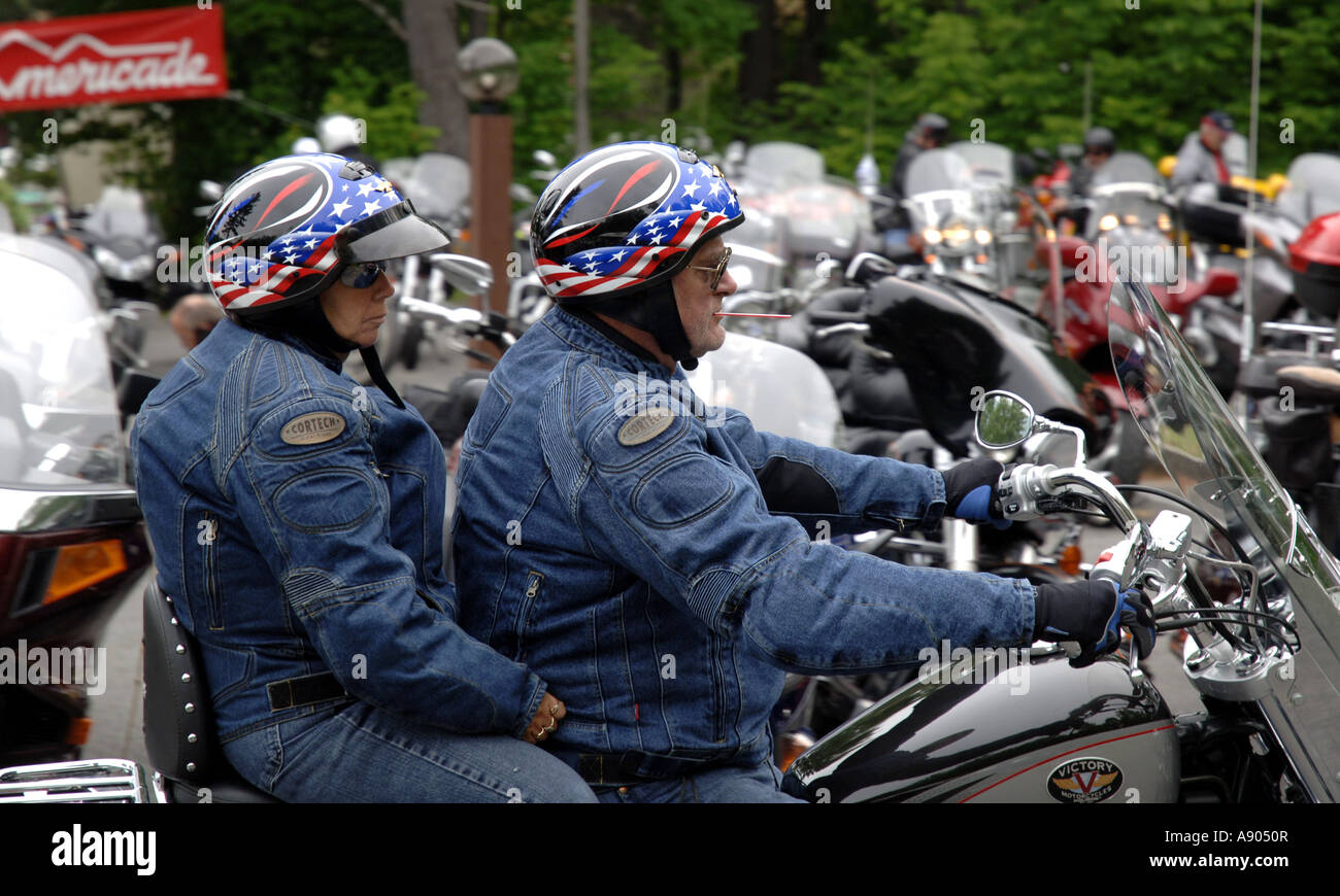 Lake George, NY. Americade Bike rally. Over 100 000 bikers converge for this popular bike week. Stock Photo