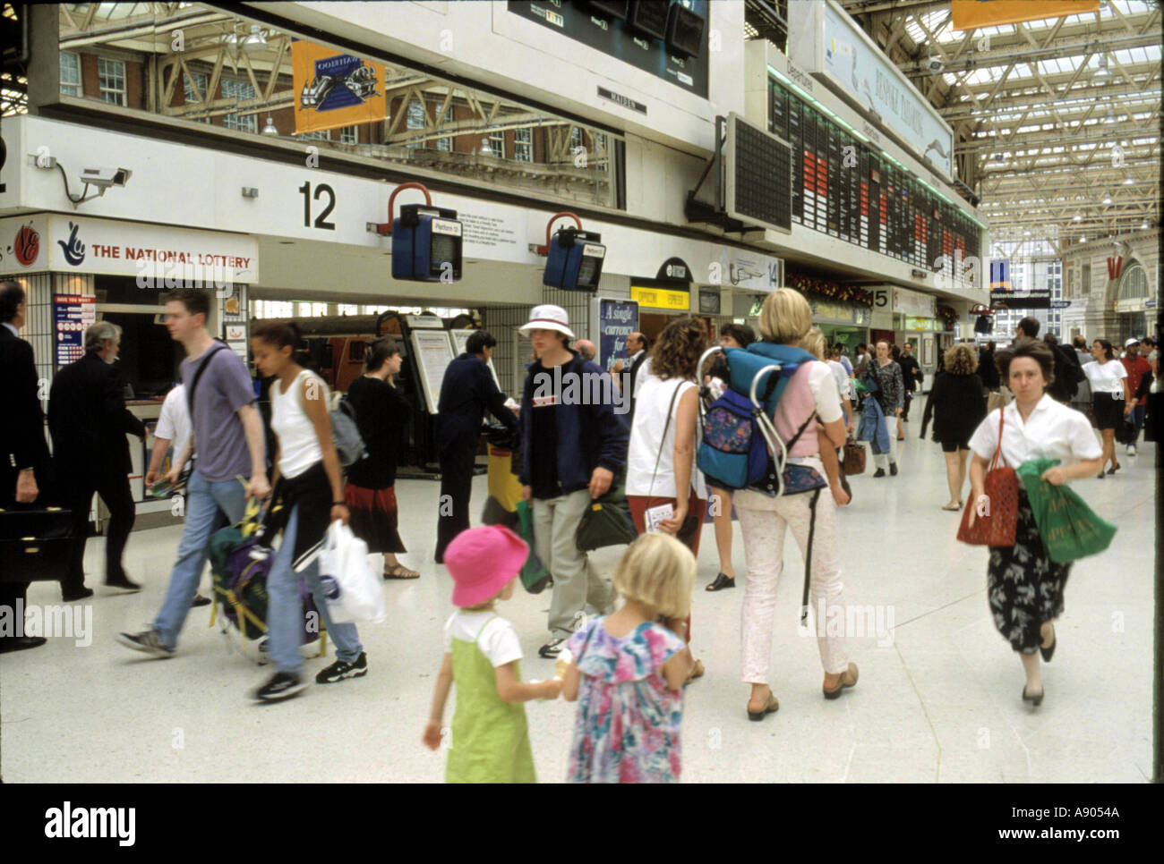 people at Waterloo train station Stock Photo