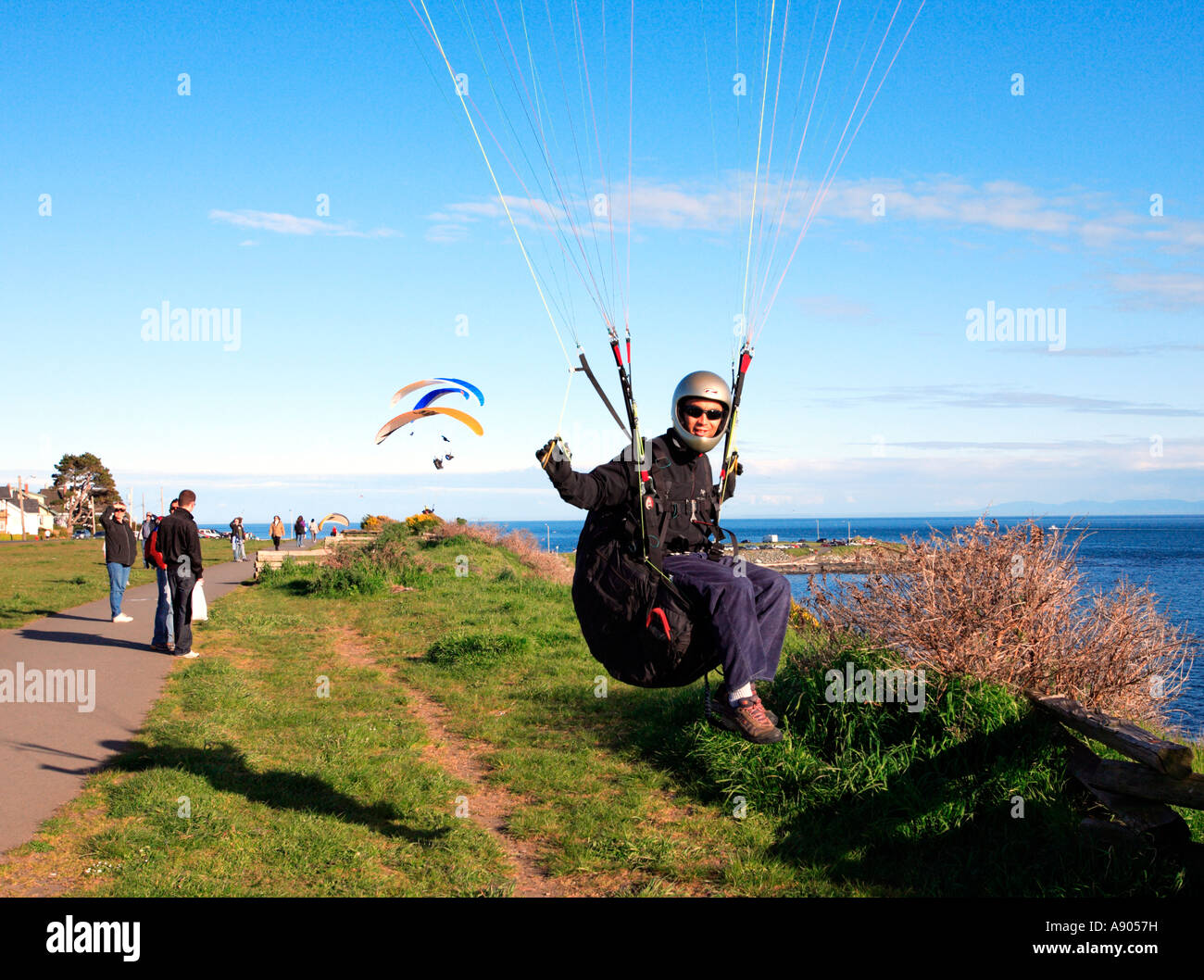 Paragliding at Clover Point Victoria Stock Photo - Alamy