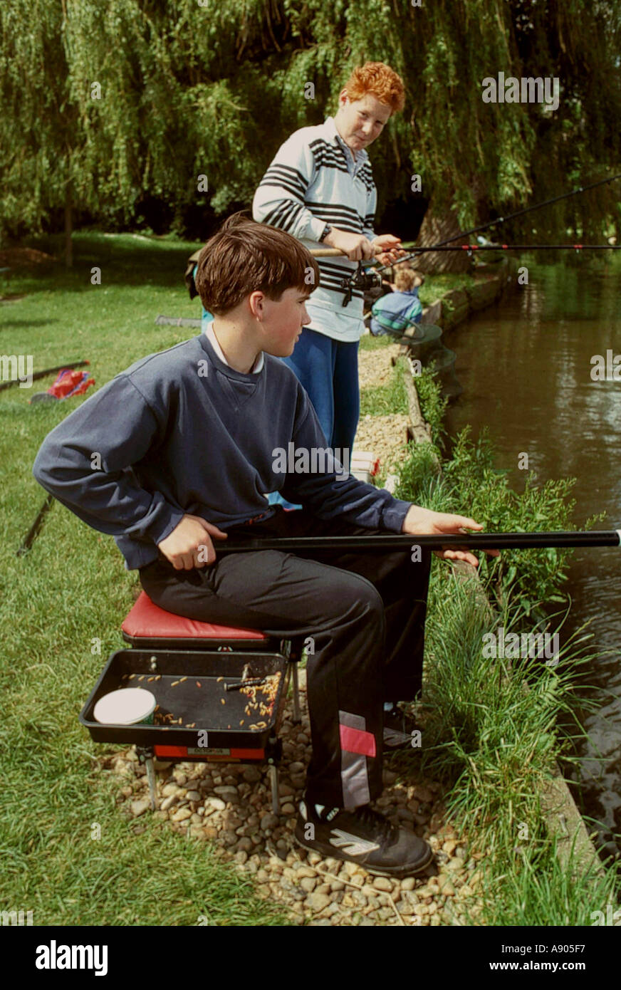 young boys fishing Stock Photo