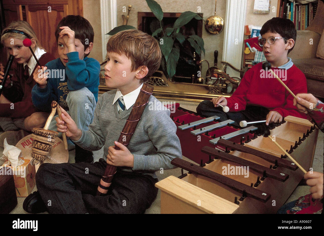 Children Playing Musical Instruments Stock Photo Alamy