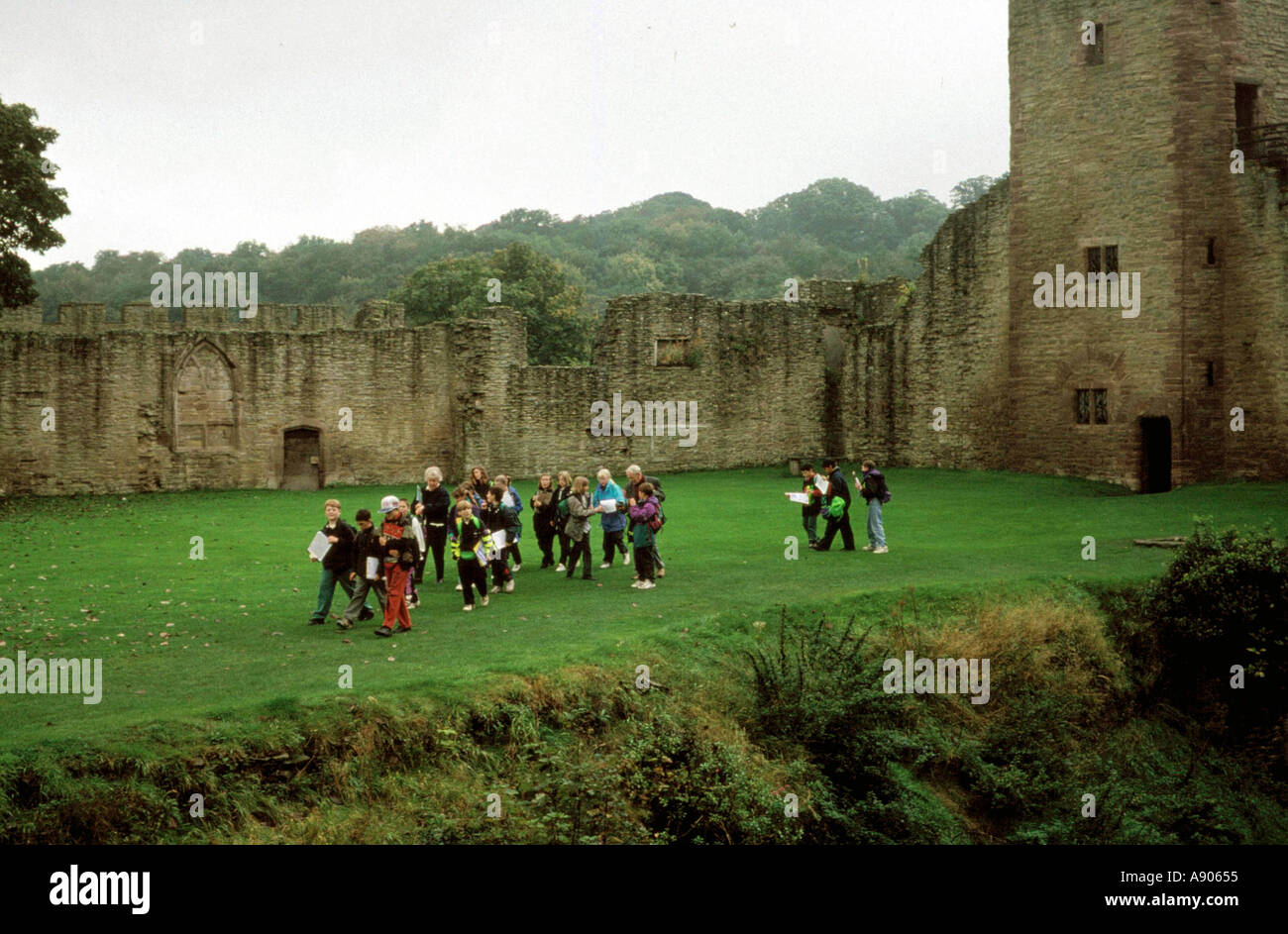 School children s visit to Ludlow Castle Stock Photo Alamy