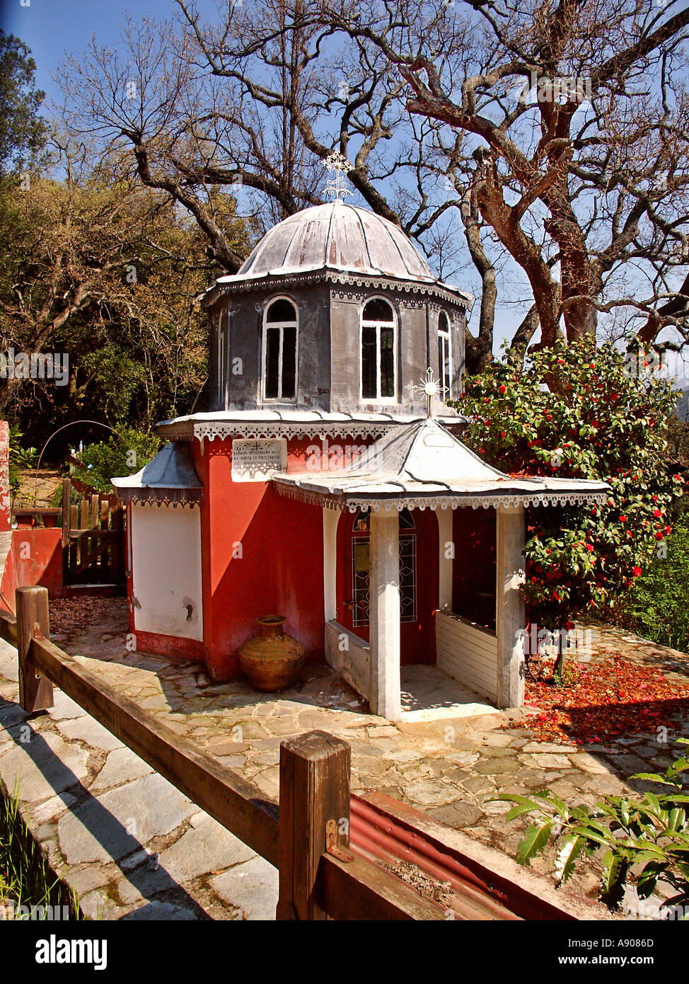 St Basilios unmanned church in Athos Xalkidiki Greece Stock Photo