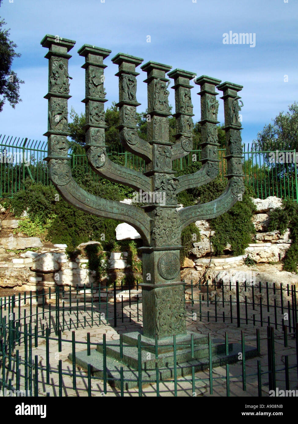 The menora at the entrance to the Knesset the Israeli parliament