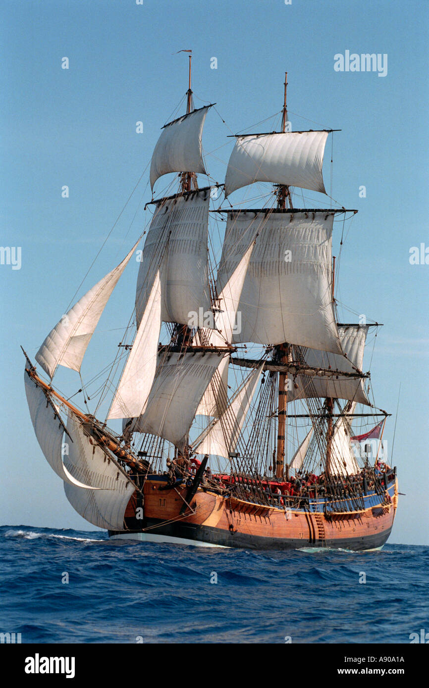 05 03 1997 sailing the replica of Captain Cook s ship Endeavor between