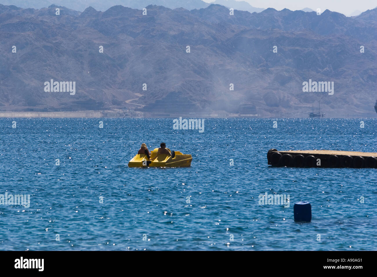 Boats and Yachts on the Eilat beach Stock Photo