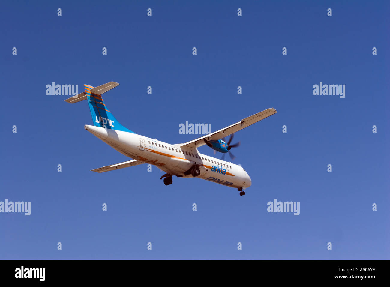 Arkia Plane landing in Eilat airport Stock Photo