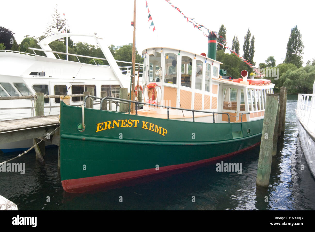 New Zealand Lake Taupo excursion on the Ernest Kemp boat Stock Photo
