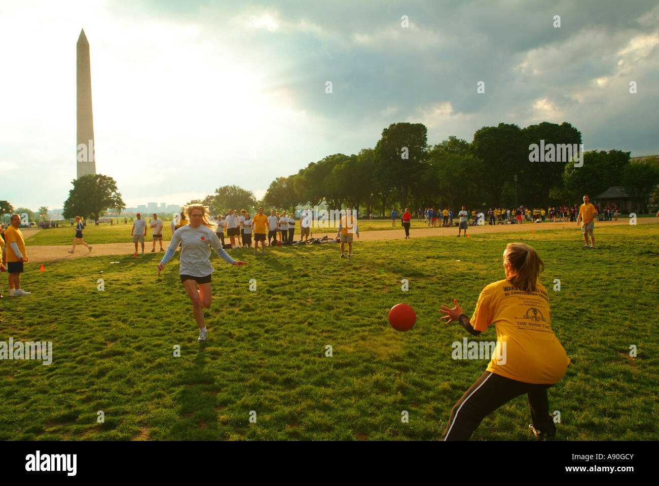 USA Washington DC kickball tournament on the National Mall Stock Photo