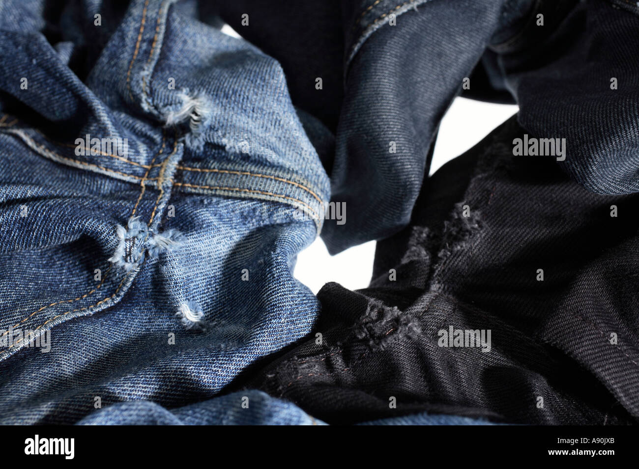 Woman zipping her blue jeans zip Stock Photo - Alamy