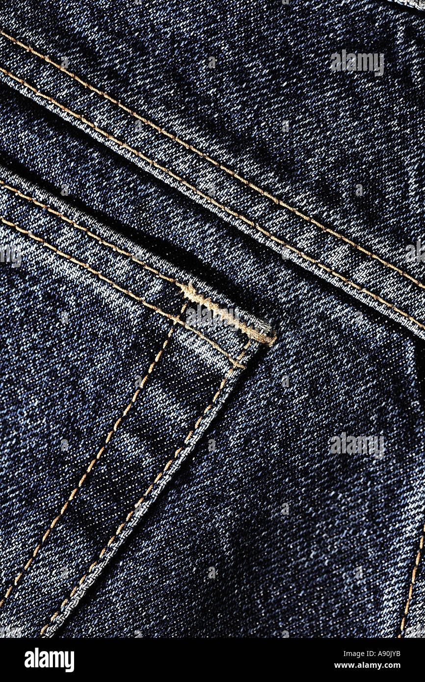 Detail of black denim jeans rear view close up Stock Photo