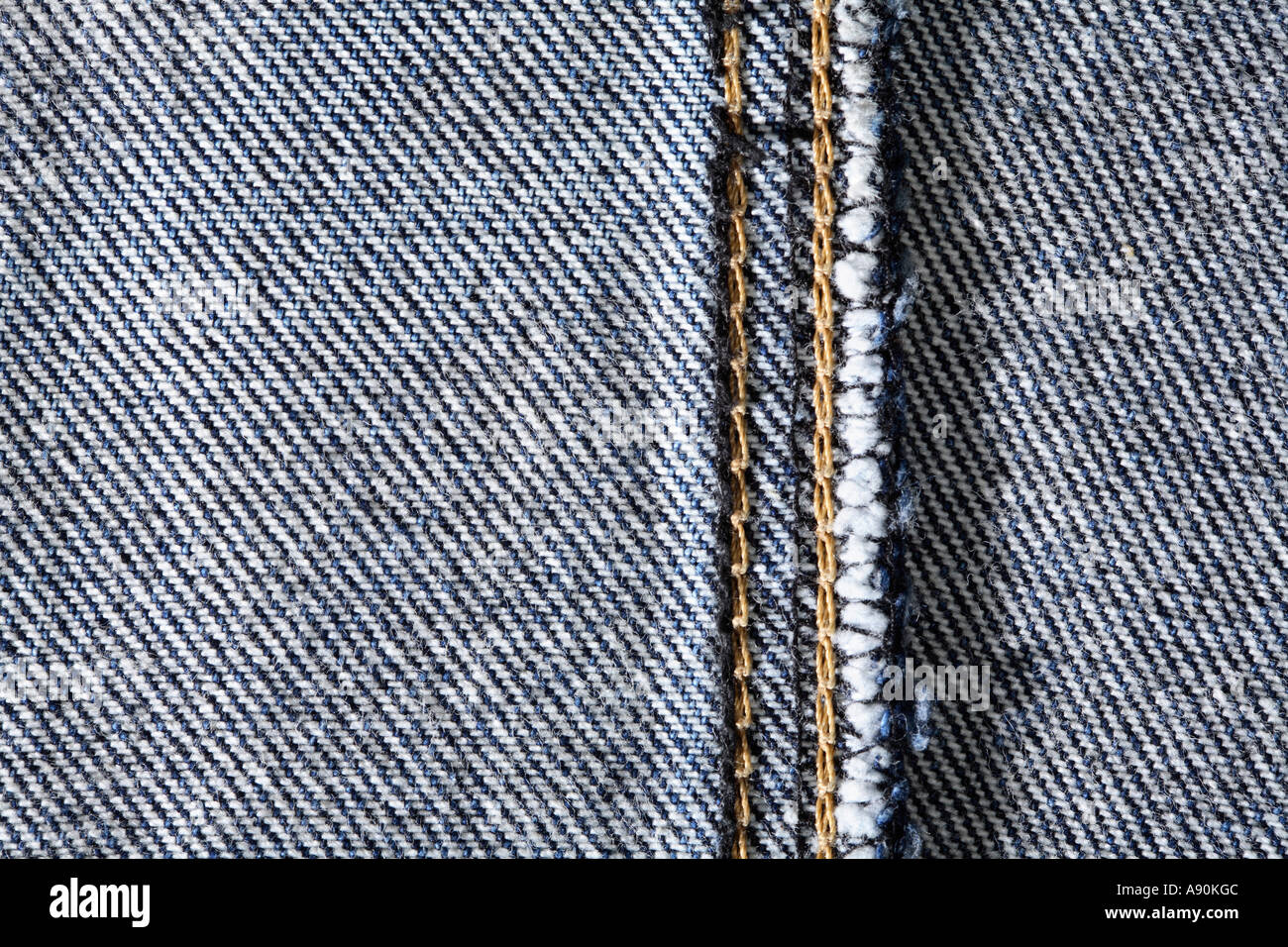 Denim fabric inside out, full frame, blue jeans Stock Photo