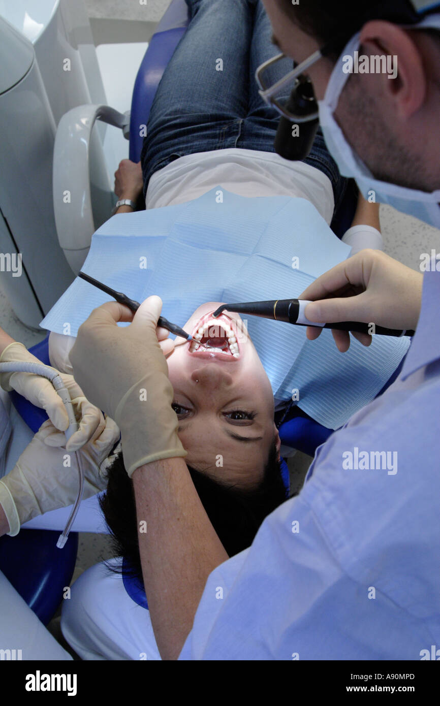 Medical treatment of the dentist - Behandlung beim Zahnarzt Stock Photo