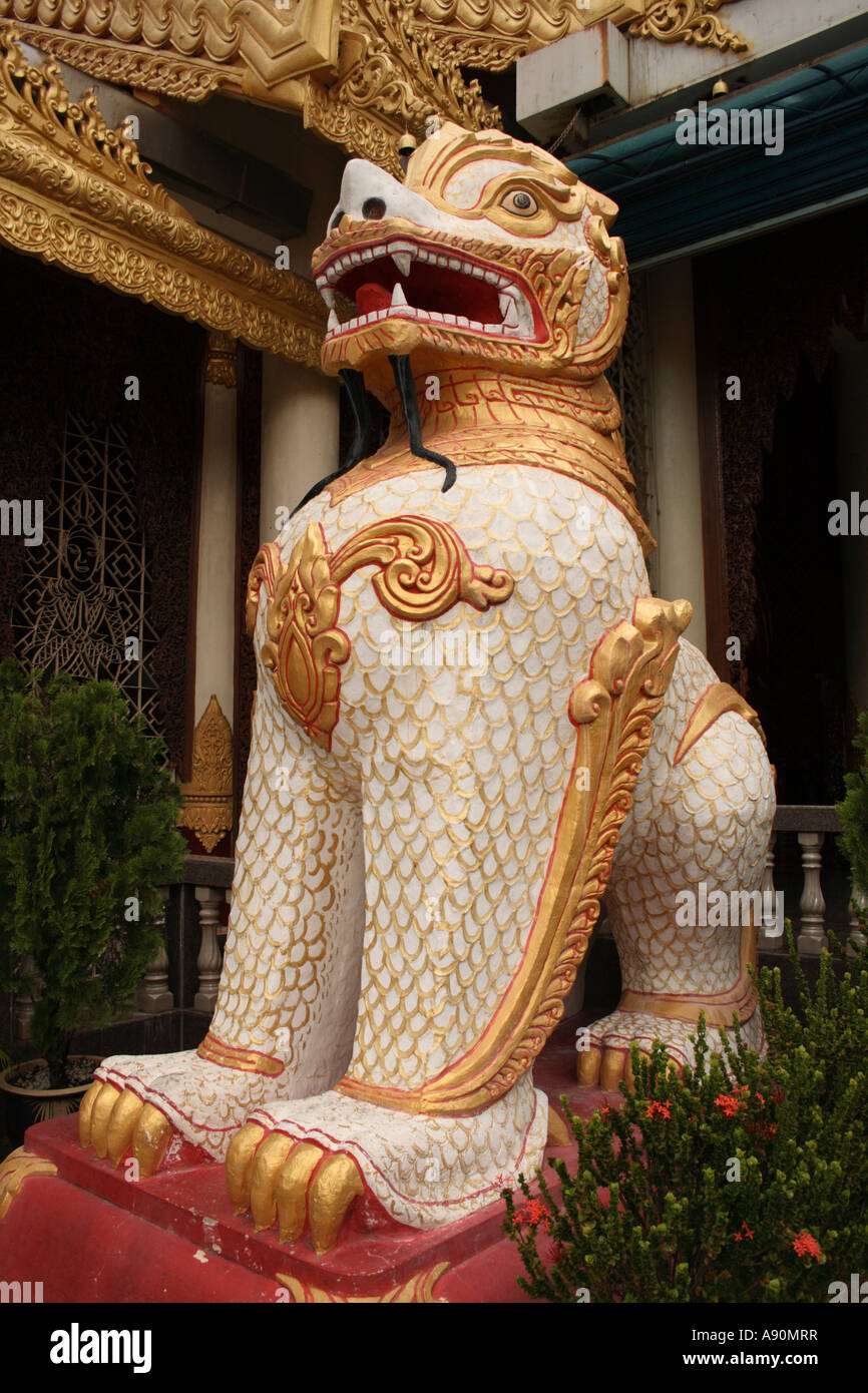 naga standing guard at Dhammikarama Burmese buddhist temple, Penang