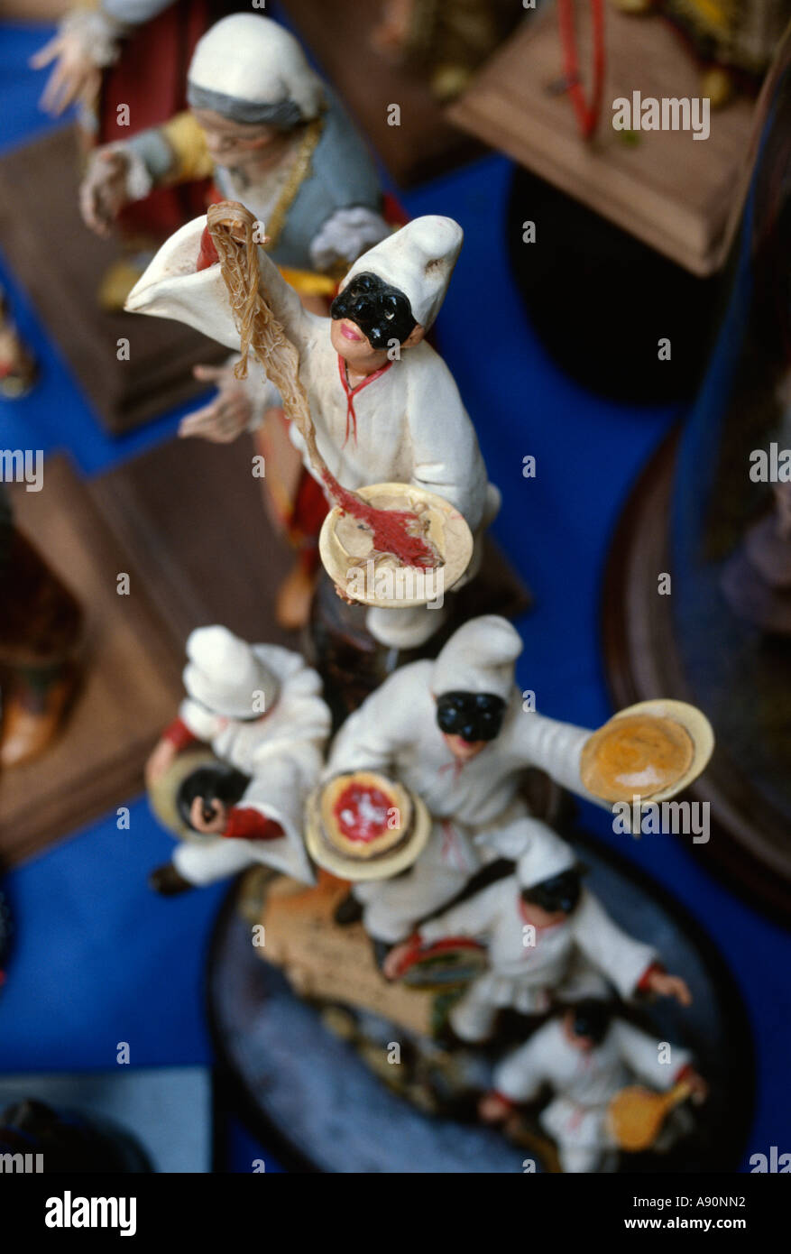 Naples Italy Models of the well known Neapolitan Commedia dell Arte character Pulcinella Stock Photo