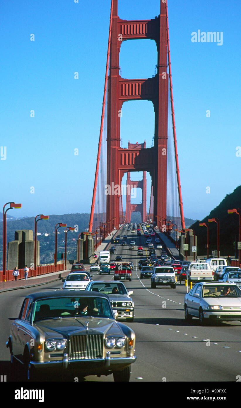 California San Francisco golden gate bridge traffic Rolls Royce Stock Photo
