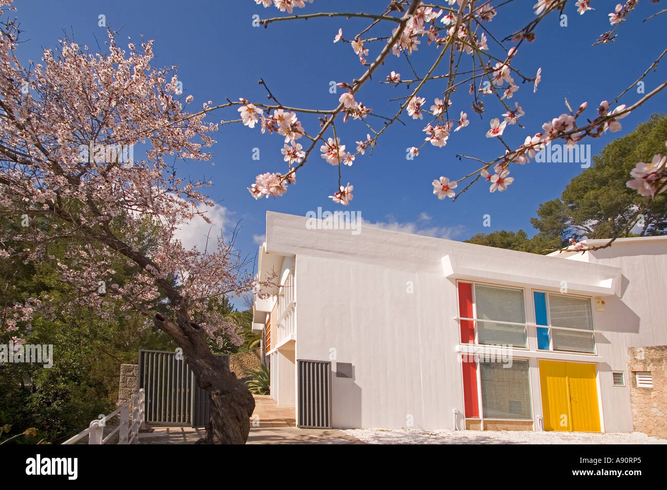 Mallorca Miro Foundation museum atelier outdoor almond blossom Stock Photo