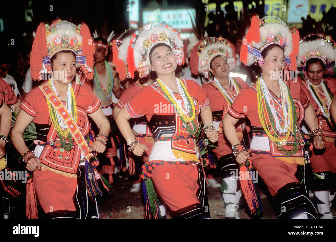 Aboriginal Ami Women Performing Traditional Dance Matsu Festival Tachia Taiwan China Stock Photo