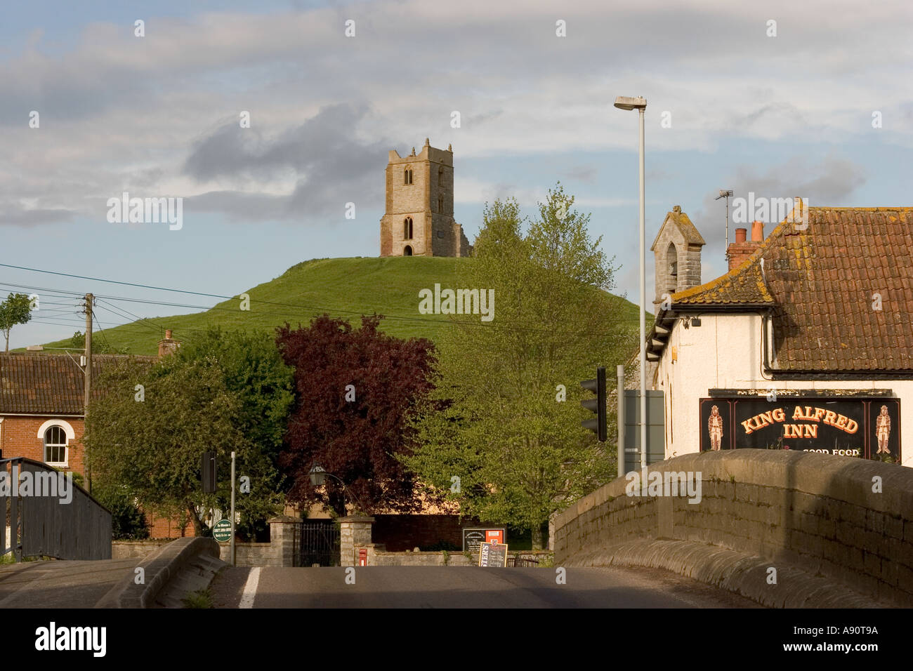 England Somerset Burrow Bridge Burrow Mump St Michaels hilltop chapel ...