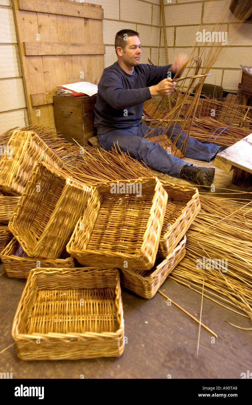 England Somerset Stoke Saint Gregory Willow and Wetlands Centre Mike Koppa basket making Stock Photo