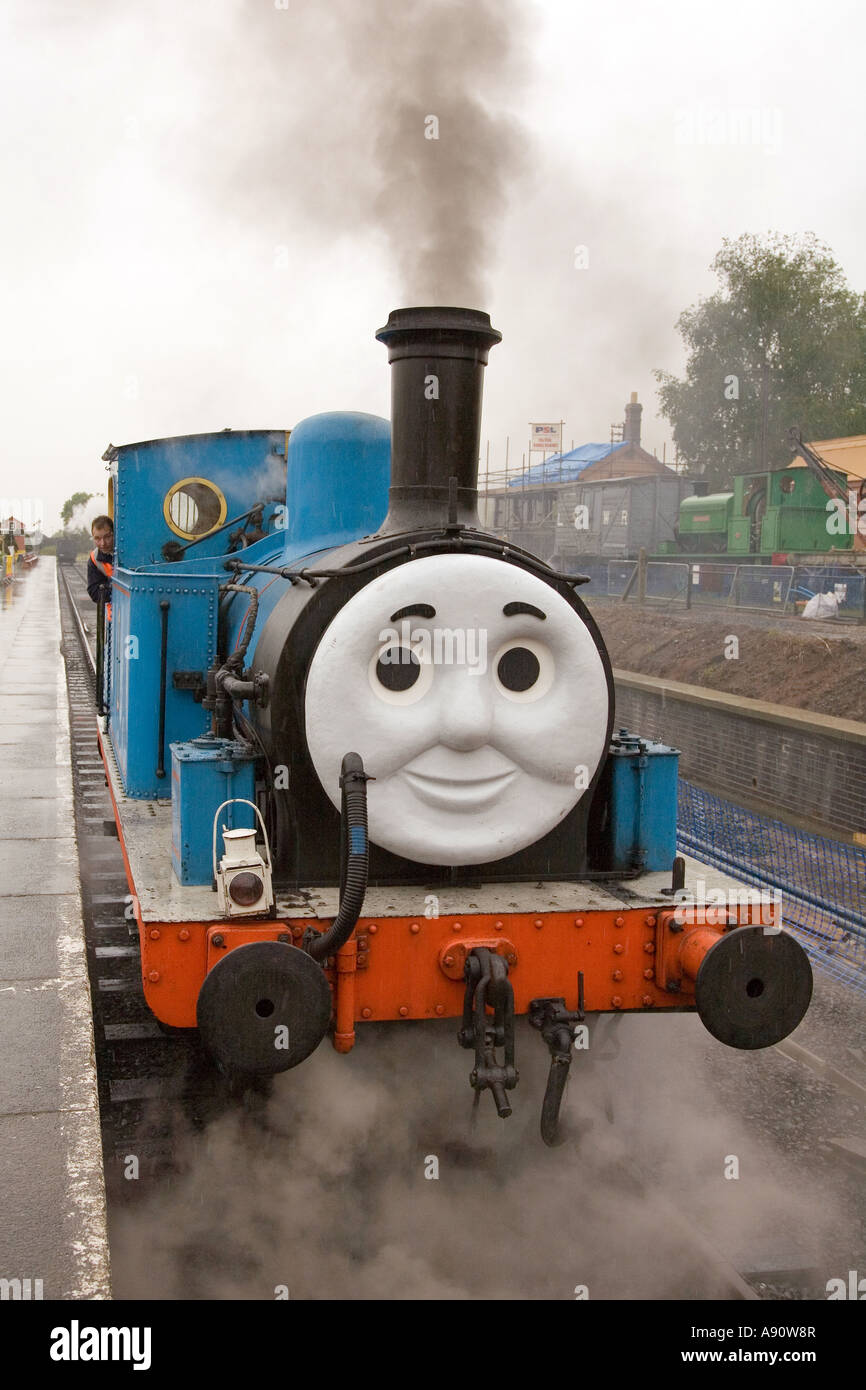 Thomas the tank engine on the Severn Valley Railway, Kidderminster station in the rain Stock Photo