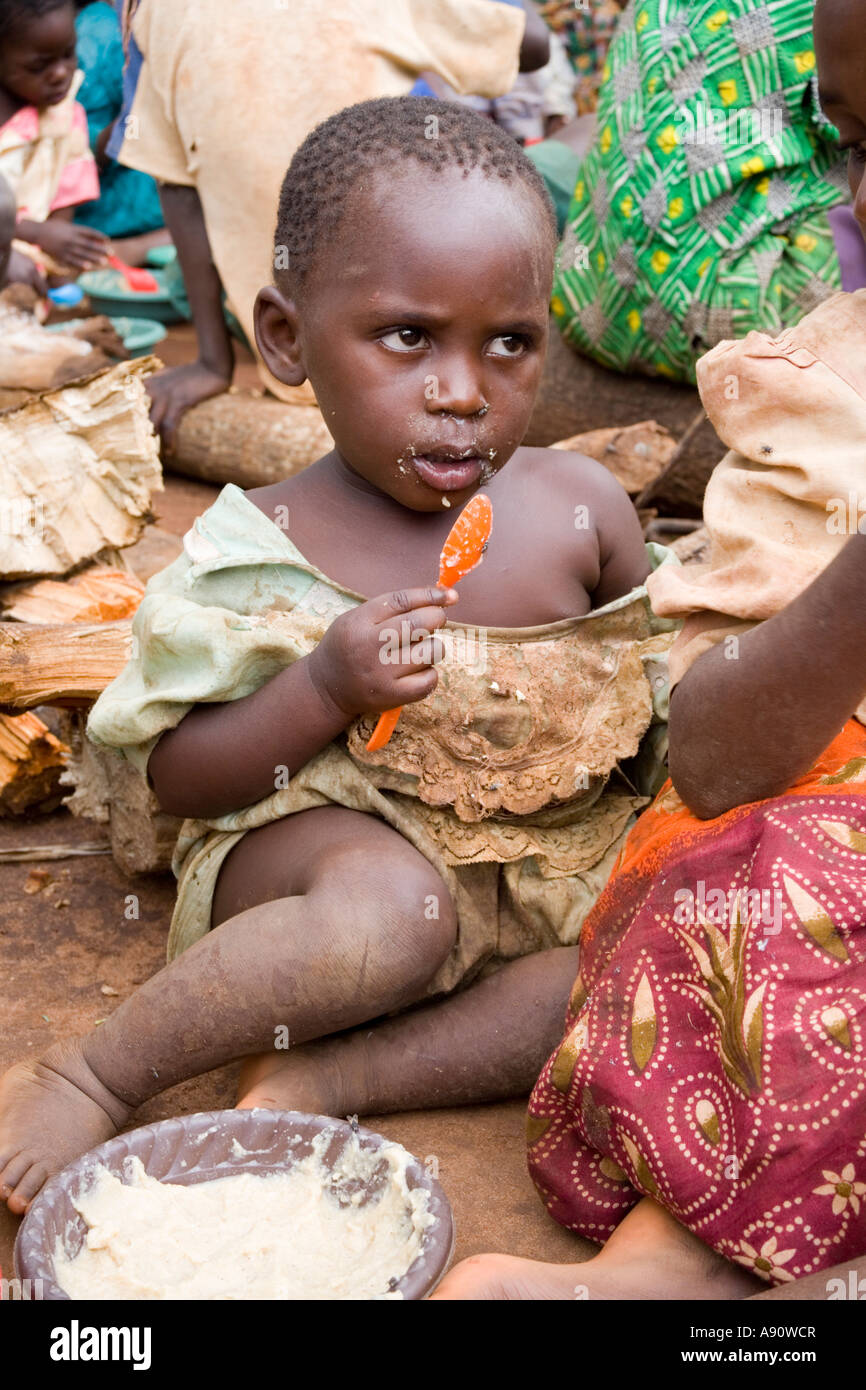 Children eating phala (maize porridge) as part of the Joseph Project