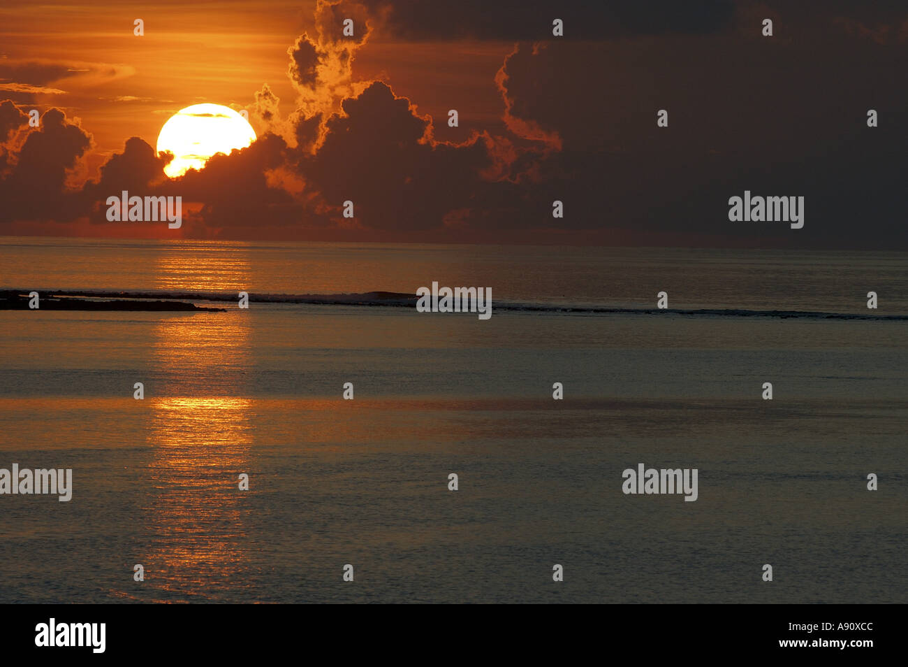 Sunset over the ocean Stock Photo
