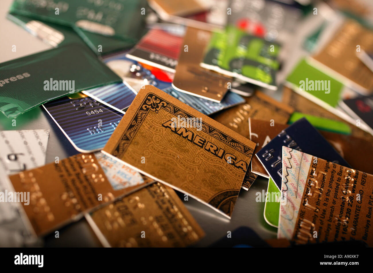 Credit cards cut up Stock Photo Alamy