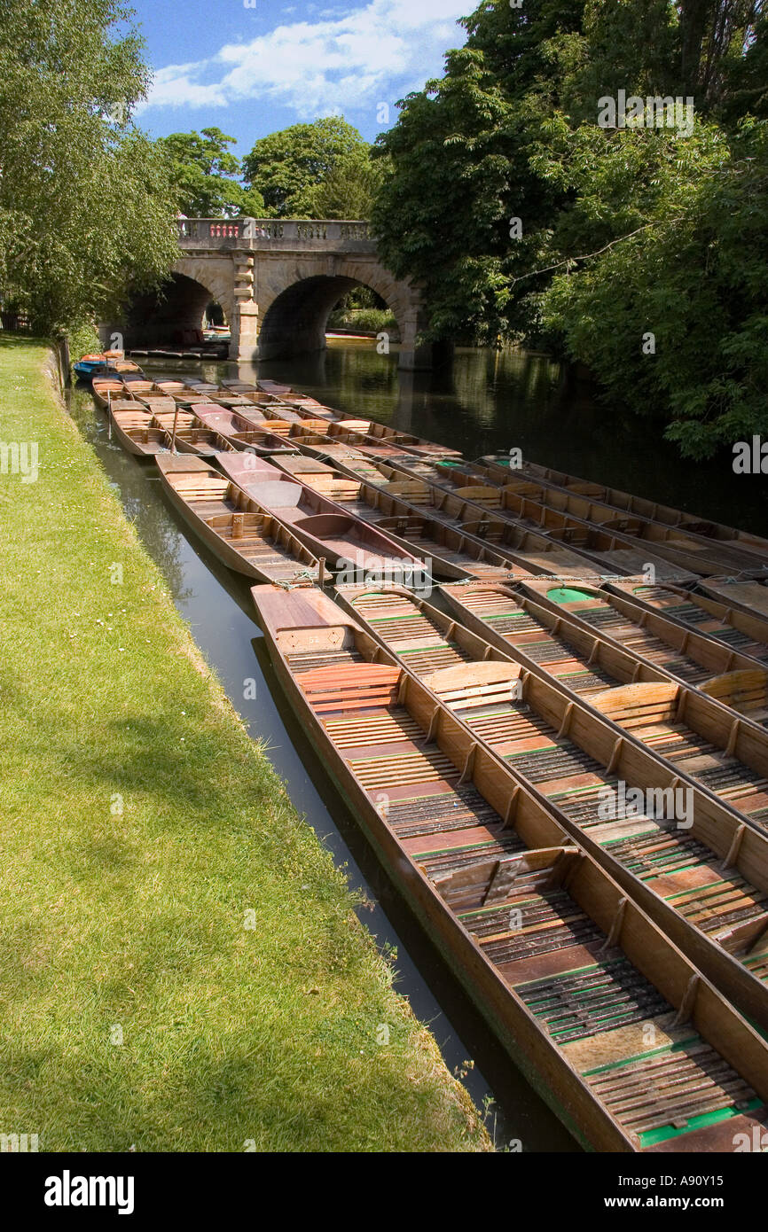 Moored punts at Magdalen Bridge Oxford 1 Stock Photo