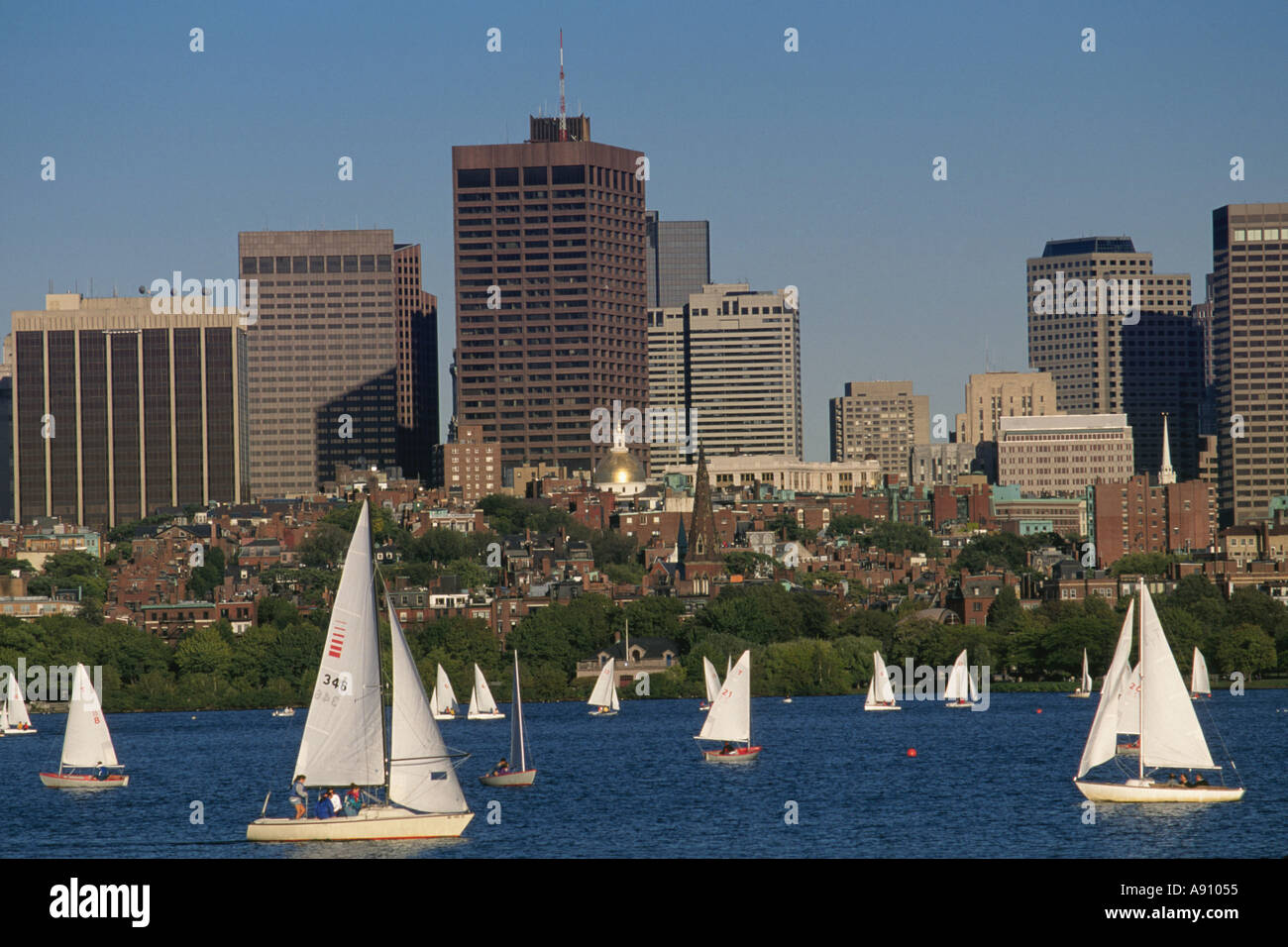 Massachusetts Boston Collegiate Sailing On Charles River Back Bay
