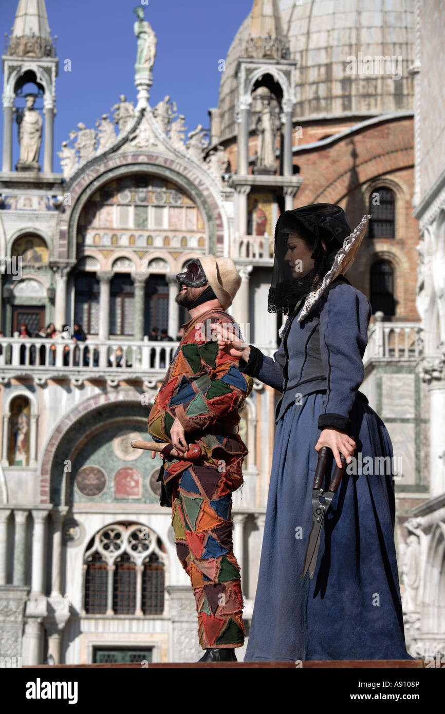 Traditional venetian masks in San Marco during the Venice Carnival 2007, Italy Stock Photo